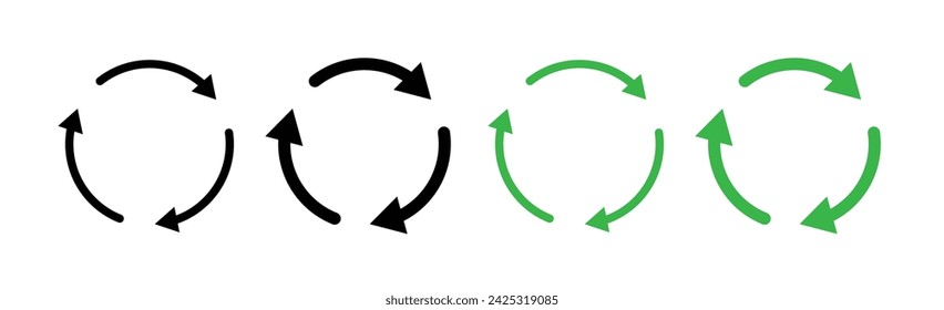 Eco-Friendly Rotation Line Icon. Environmental Loop Icon in Black and White Color.