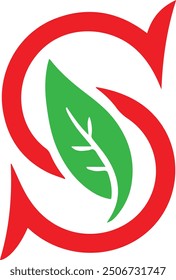 An eco-friendly 'S' logo in vector format, designed for versatile use in t-shirt designs and suitable for various companies. The logo is emphasize sustainability with a clean, modern aesthetic.