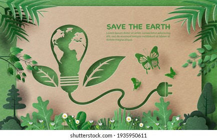 Eco-friendly, save the planet and energy concept, flat-style vector illustration.