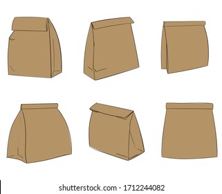 Eco-friendly. Set reusable paper bags vector illustration.  save world .