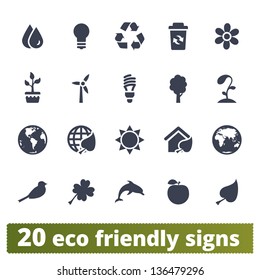 Eco-friendly signs: vector set of ecological icons