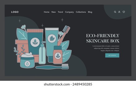 Eco-friendly Skincare Toolbox concept. A collection of natural beauty products in sustainable packaging. Organic self-care essentials promoting green living. Vector illustration.