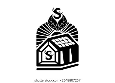 Ecofriendly solar house with letter s abstract logo design