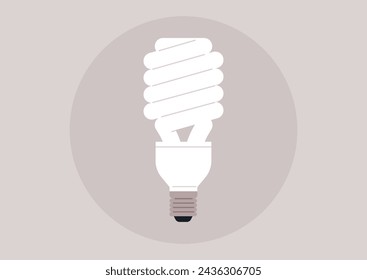 An eco-friendly spiral light bulb stands alone against a soft pastel background