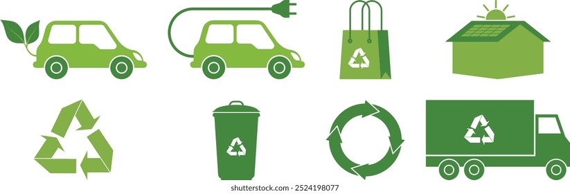Eco-Friendly, Sustainability  Green Environment Icons