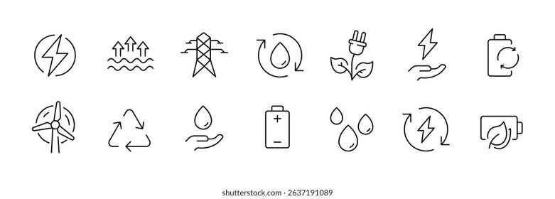 Eco-friendly and sustainable energy icons for environmental designs
