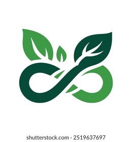 Eco-Friendly Symbol with Green Leafy Infinity Design