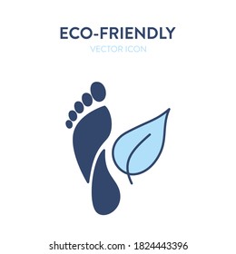 Eco-friendly symbol icon. Vector illustration of a footprint and a leaf. Represents concept of environmental conservation, nature, biomaterials, ecological, lifestyle, body care, spa, cosmetology