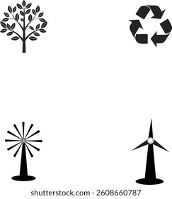 Eco-Friendly Symbols – Flat Vector Icon Set in Clean Minimal Style

