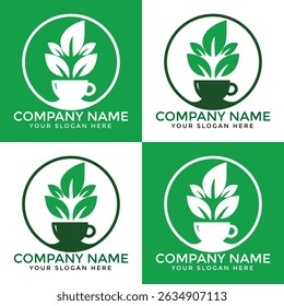 Eco-Friendly Tea Cup Logo with Leaf Design