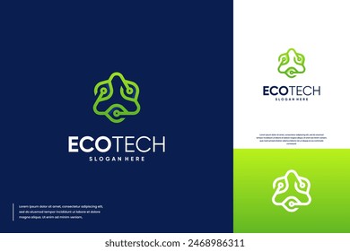 eco-friendly technology, with leaf concept, logo design template.