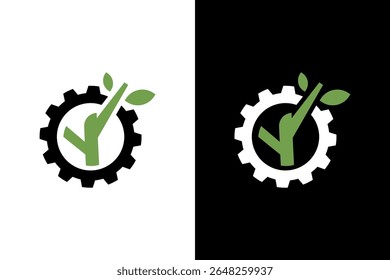 Eco-Friendly Technology Logo with Gear Design