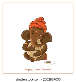 Eco-Friendly Terracotta Ganesha Idol Illustration for Happy Ganesh Chaturthi Festival for Invitation, Poster, Social Media Post Design Background