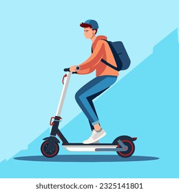 Eco-friendly transport: Discover the stylish appeal of an electric scooter through this vector illustration. Embrace sustainable mobility