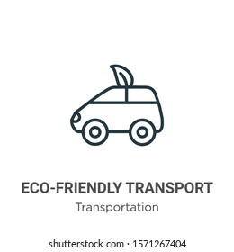 Eco-friendly transport outline vector icon. Thin line black eco-friendly transport icon, flat vector simple element illustration from editable transportation concept isolated on white background