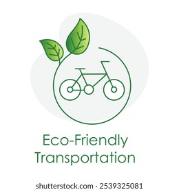 Eco-Friendly Transportation Icon – Bicycle and Leaf Showing Low Impact Travel.