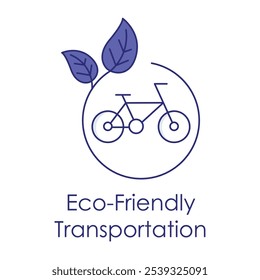 Eco-Friendly Transportation Icon – Bicycle and Leaf Showing Low Impact Travel.