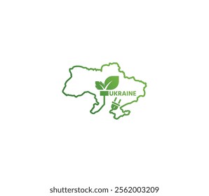 Eco-friendly Ukraine map symbolizing renewable energy and sustainability for green projects and initiatives.