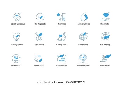 Eco-friendly vector icons bundle with editable strokes. Modern Ecology icons. 