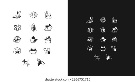  Iconos de línea de vector ecológicos con trazos editables, embalajes de iconos blancos y negros minimalistas, símbolos cosméticos naturales Iconos vectores