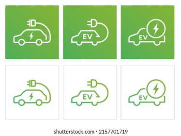 Eco-friendly vehicle icon vector. linear Electric vehicles symbols. Green hybrid charging plug pictogram.