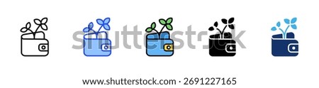 Eco-Friendly Wallet Icon Collection With Multiple Styles