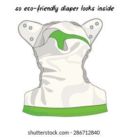 Eco-friendly washable reusable diapers made out of fabric. A change of clothes for baby clothes. Illustration colorful diaper. 