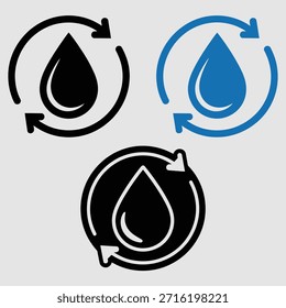 Gota de agua respetuosa del medio ambiente refresca el símbolo gráfico del Vector del ciclo que representa la conservación líquida sostenible y la gestión de recursos ambientales