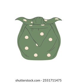 Eco-gift packaging made of green textiles. The concept of "zero waste", eco-friendly. A natural palette. The vector illustration is isolated.