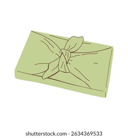Eco-gift wrappers made of fabric. Cotton packaging, knotted. Japanese furoshiki packaging. The concept of "zero waste", environmental friendliness, reusable. The flat vector illustration. Isolated