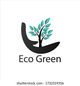ECOHand & tree vector concept. Eco-friendly vector sign, hand and plant. Perfect for graphic illustrations of protection of natural resources, organic products, the health industry, alternative health