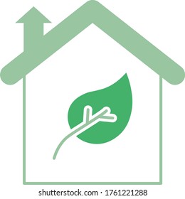 Ecohouse Concept, Energy efficient buildings Design, Low Energy house Vector Color Icon, low impact environment friendly Building Symbol on White background, 