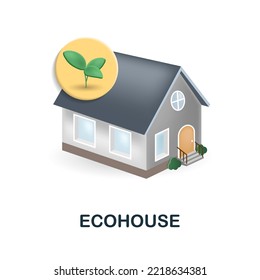 Icono de Ecohouse. 3d ilustración de la colección del calentamiento global. Icono 3d de Creative Ecohouse para diseño web, plantillas, infografías y más