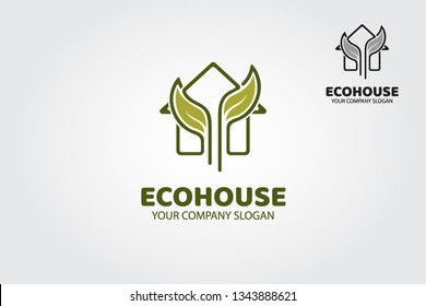 EcoHouse Vector Logo Template. Simple and elegant identity illustration that symbolizes the impression of green, peaceful, clean, and natural.