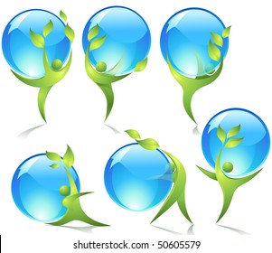 Eco-icon with green dancers