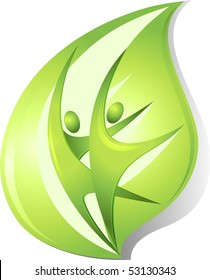 Eco-icon with green dancers