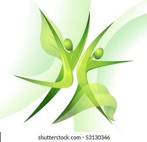 Eco-icon with green dancers