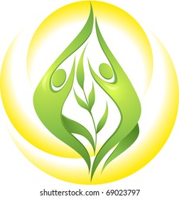 Eco-icon with green dancers