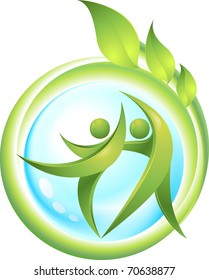 Eco-icon with green dancers