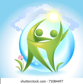 Eco-icon with green dancers