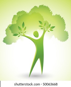 Eco-icon of a green tree man