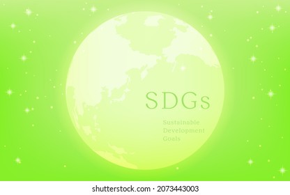 Imagen ecológica de los ODS, texto de tierra brillante y ODS, fondo verde brillante con estrellas brillantes