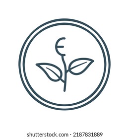 Ecolabel icon with sprout leaves in grey outline style