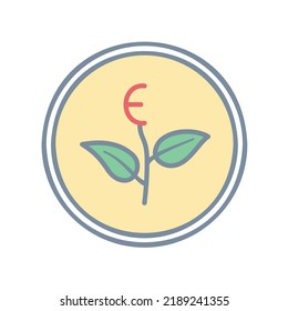 Ecolable icon with sprout leaves in colorful filled line style
