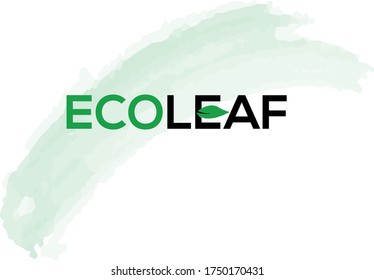 concepto de logotipo de diseño de ecoleaf con hoja verde en la letra E