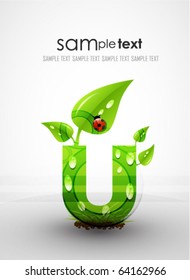 Eco-letters concept. Letters-plants. Vector illustration