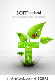 Eco-letters concept. Letters-plants. Vector illustration