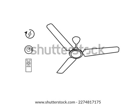 EcoLink vayu high speed ceiling fan vector design and line art. Ecolink vayu ceiling fan vector images. Ecolink vayu ceiling fan with white background.