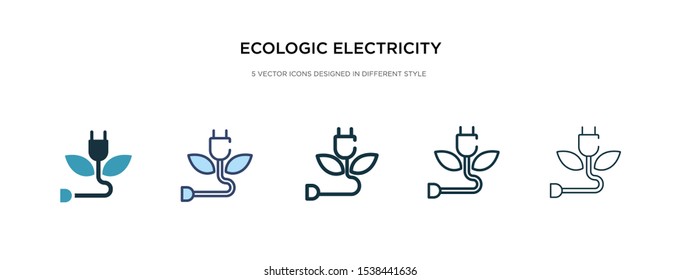 ecologic electricity icon in different style vector illustration. two colored and black ecologic electricity vector icons designed in filled, outline, line and stroke style can be used for web,