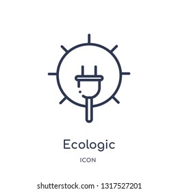 ecologic electricity icon from technology outline collection. Thin line ecologic electricity icon isolated on white background.